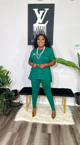 CUTEST 2PC ROUND NECK LOUNGE SET (Dark Green)